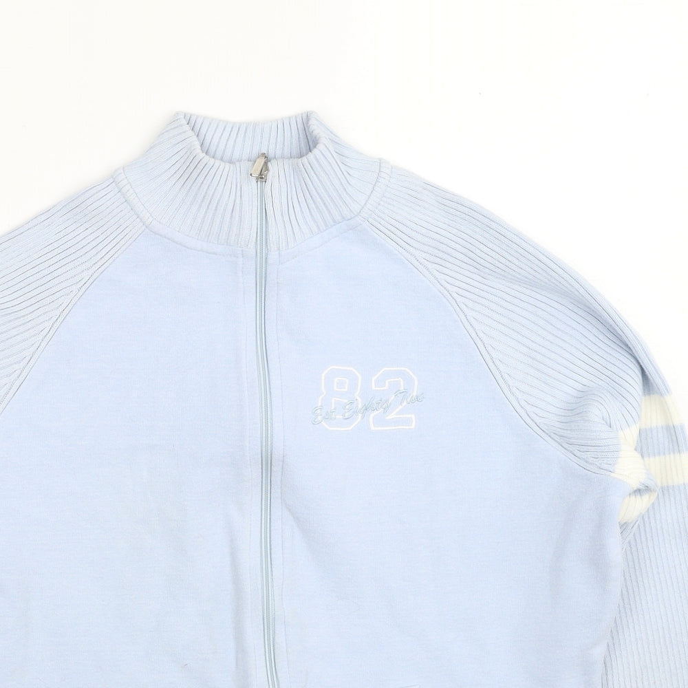 NEXT Womens Blue Cotton Full Zip Sweatshirt Size 14 Pullover - Ribbed Knit Sleeve