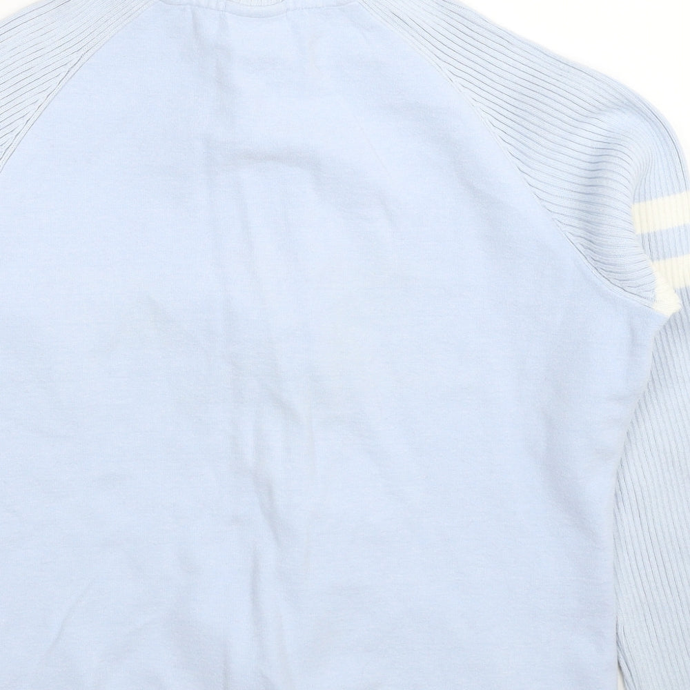 NEXT Womens Blue Cotton Full Zip Sweatshirt Size 14 Pullover - Ribbed Knit Sleeve
