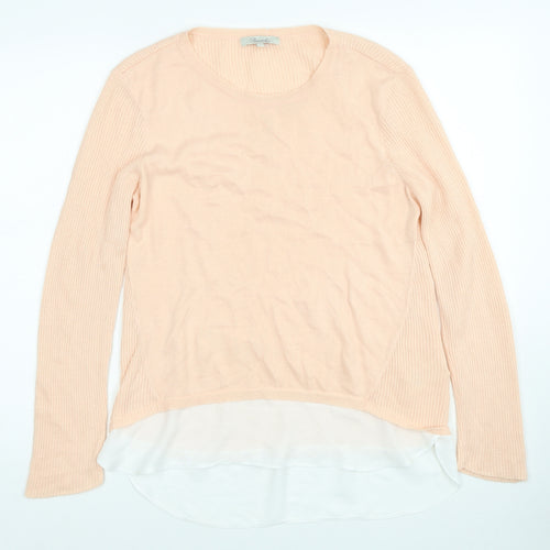 Peacocks Womens Orange Round Neck Acrylic Pullover Jumper Size 12