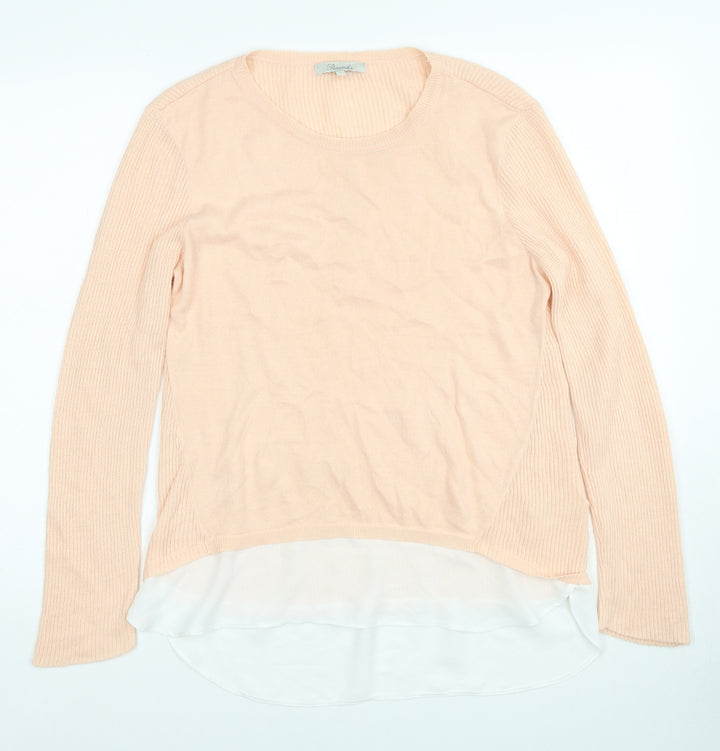 Peacocks Womens Orange Round Neck Acrylic Pullover Jumper Size 12