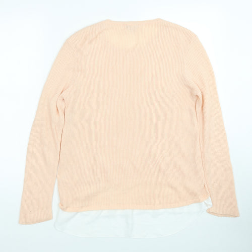 Peacocks Womens Orange Round Neck Acrylic Pullover Jumper Size 12