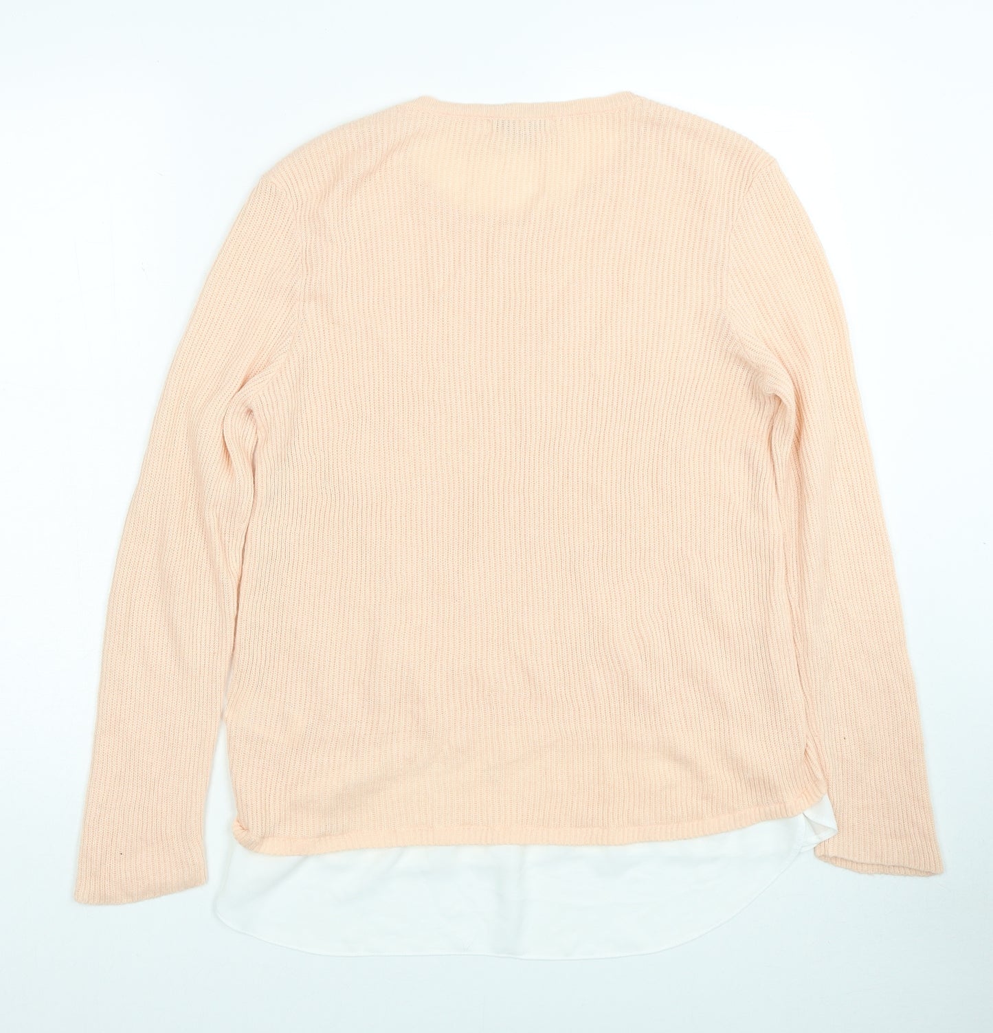 Peacocks Womens Orange Round Neck Acrylic Pullover Jumper Size 12