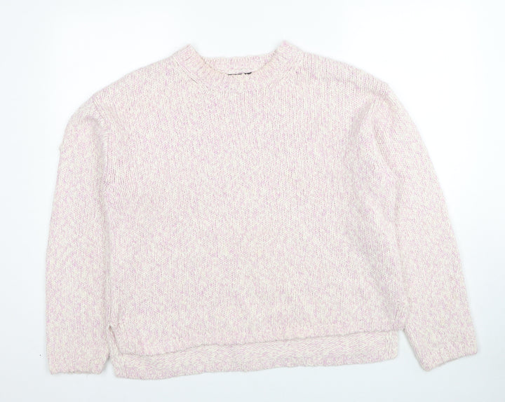 Marks and Spencer Womens Pink Round Neck Polyester Pullover Jumper Size L