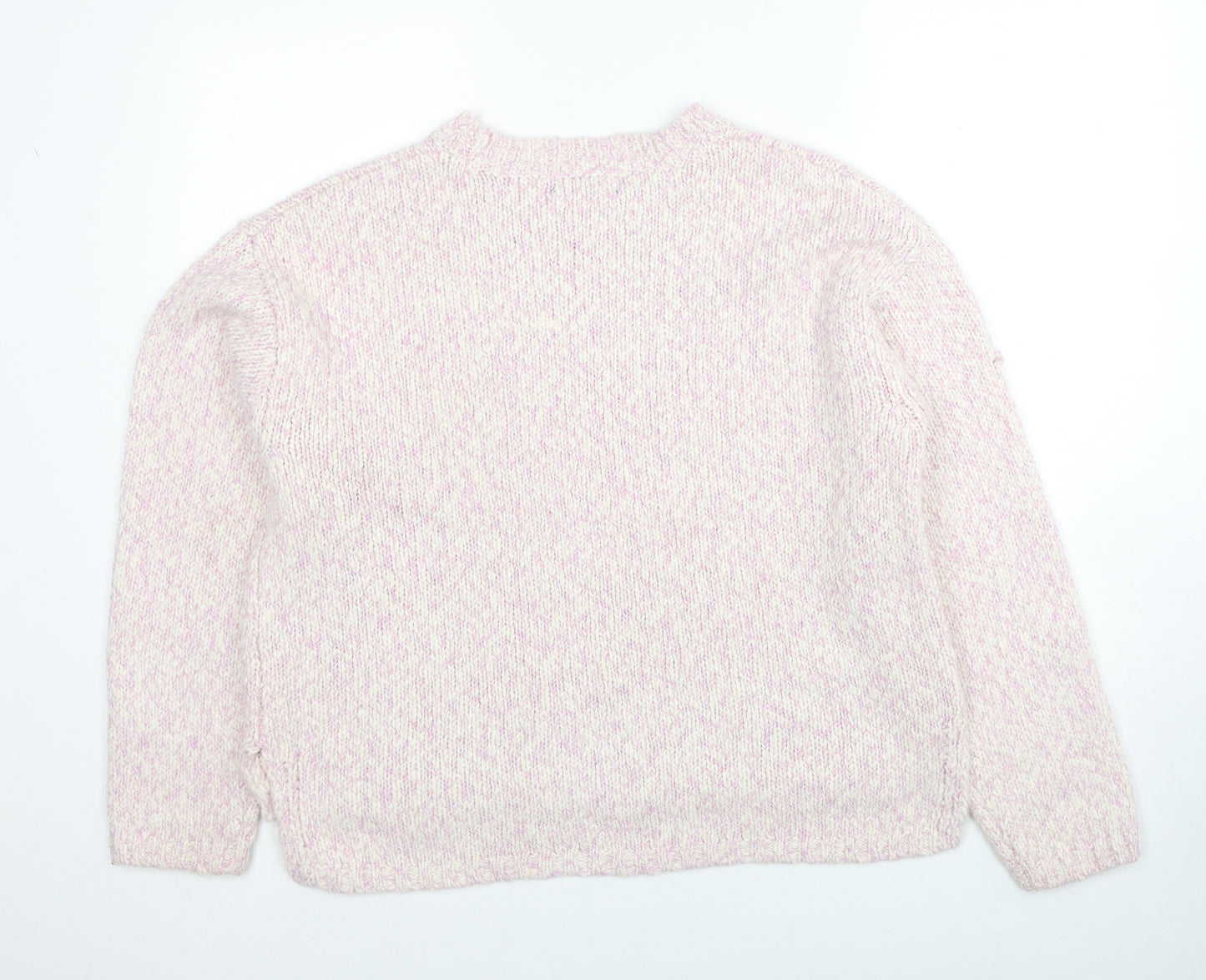 Marks and Spencer Womens Pink Round Neck Polyester Pullover Jumper Size L