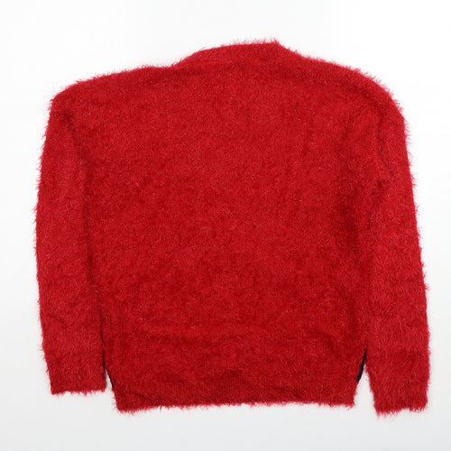 Papaya Womens Red Round Neck Nylon Pullover Jumper Size S - Penguin