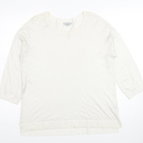 H&M Womens Ivory Scoop Neck Viscose Pullover Jumper Size L