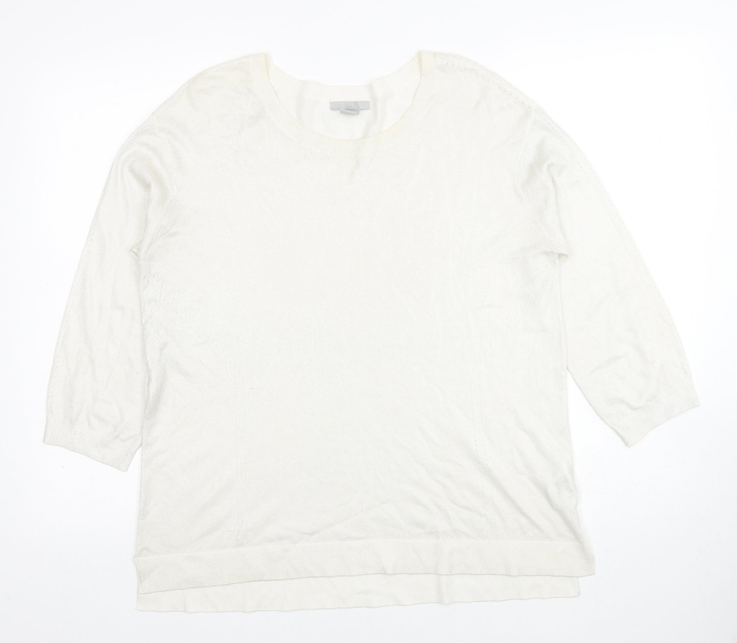 H&M Womens Ivory Scoop Neck Viscose Pullover Jumper Size L