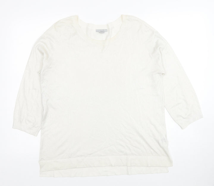 H&M Womens Ivory Scoop Neck Viscose Pullover Jumper Size L