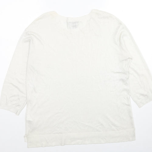 H&M Womens Ivory Scoop Neck Viscose Pullover Jumper Size L