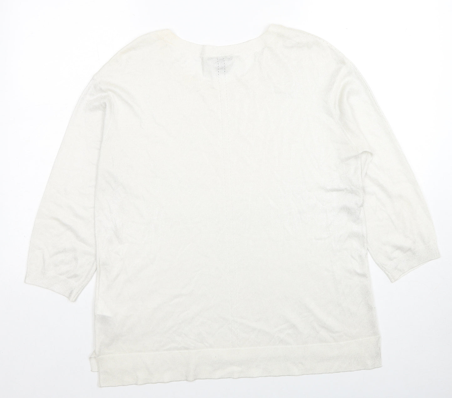 H&M Womens Ivory Scoop Neck Viscose Pullover Jumper Size L