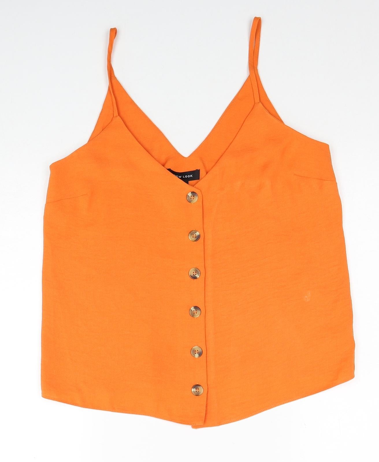 New Look Womens Orange Polyester Camisole Tank Size 10 V-Neck