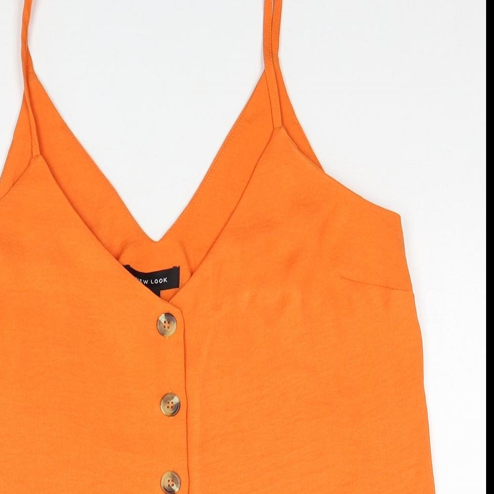 New Look Womens Orange Polyester Camisole Tank Size 10 V-Neck