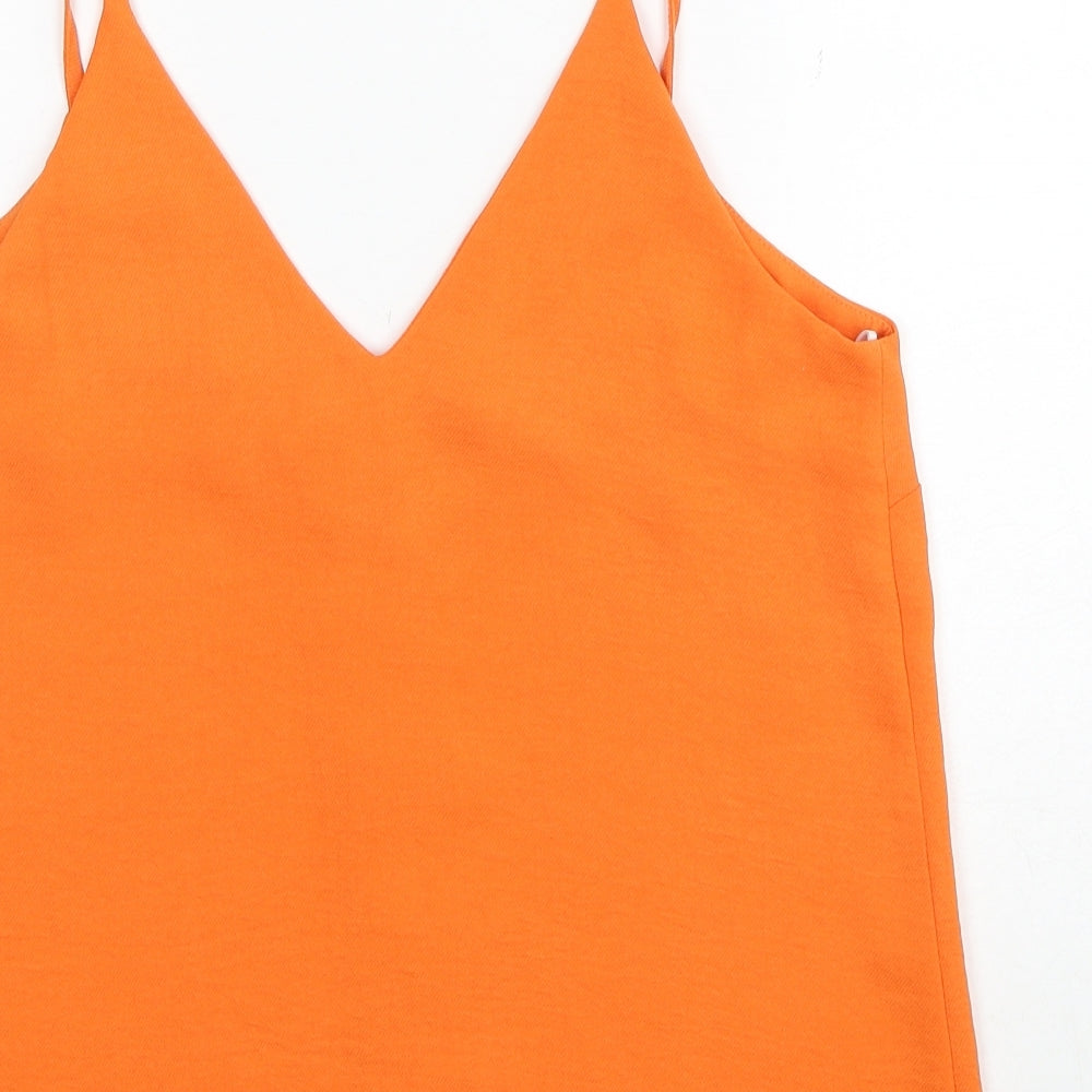New Look Womens Orange Polyester Camisole Tank Size 10 V-Neck