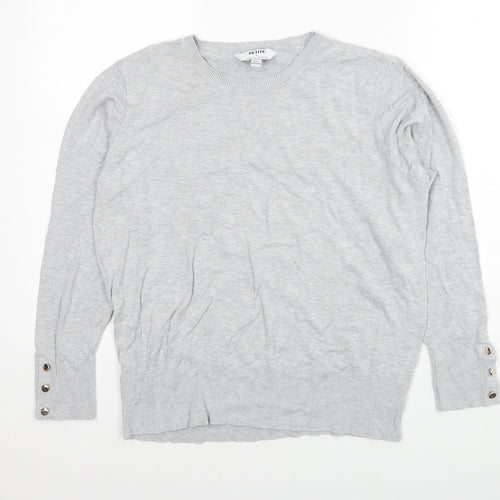 Dorothy Perkins Womens Grey Round Neck Viscose Pullover Jumper Size L