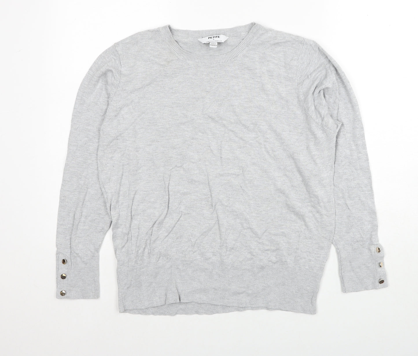 Dorothy Perkins Womens Grey Round Neck Viscose Pullover Jumper Size L