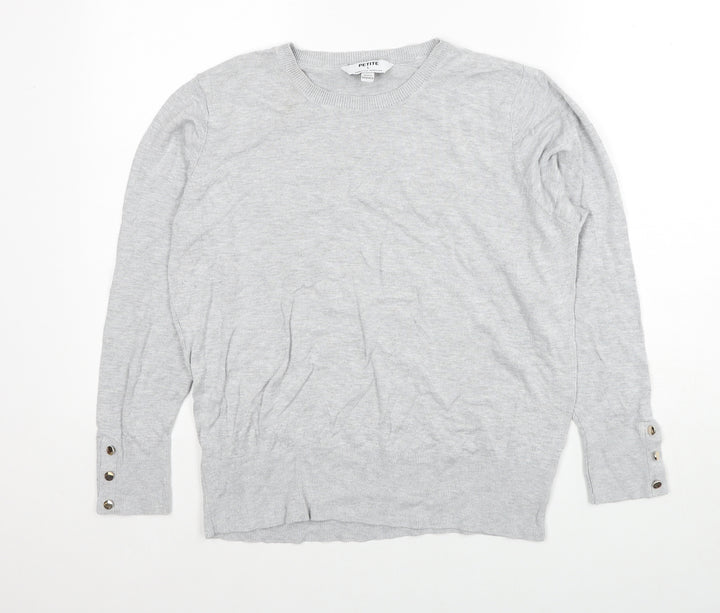 Dorothy Perkins Womens Grey Round Neck Viscose Pullover Jumper Size L