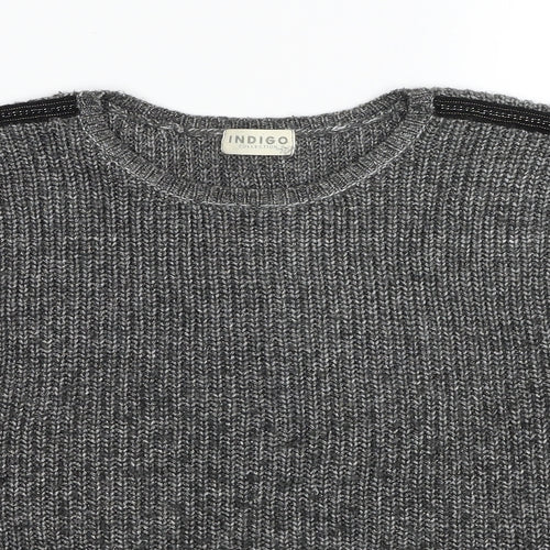 Marks and Spencer Womens Grey Round Neck Cotton Pullover Jumper Size 14