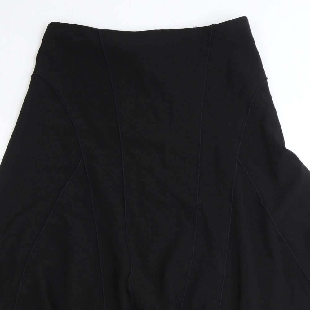 George Womens Black Polyester Swing Skirt Size 12 Zip