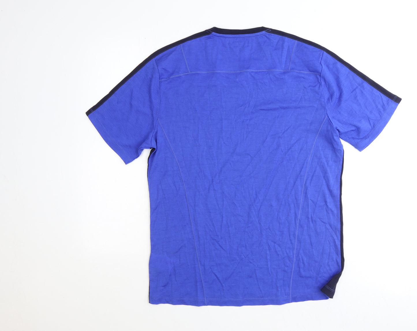 Helly Hansen Mens Blue Polyester T-Shirt Size L Round Neck - Colourblock
