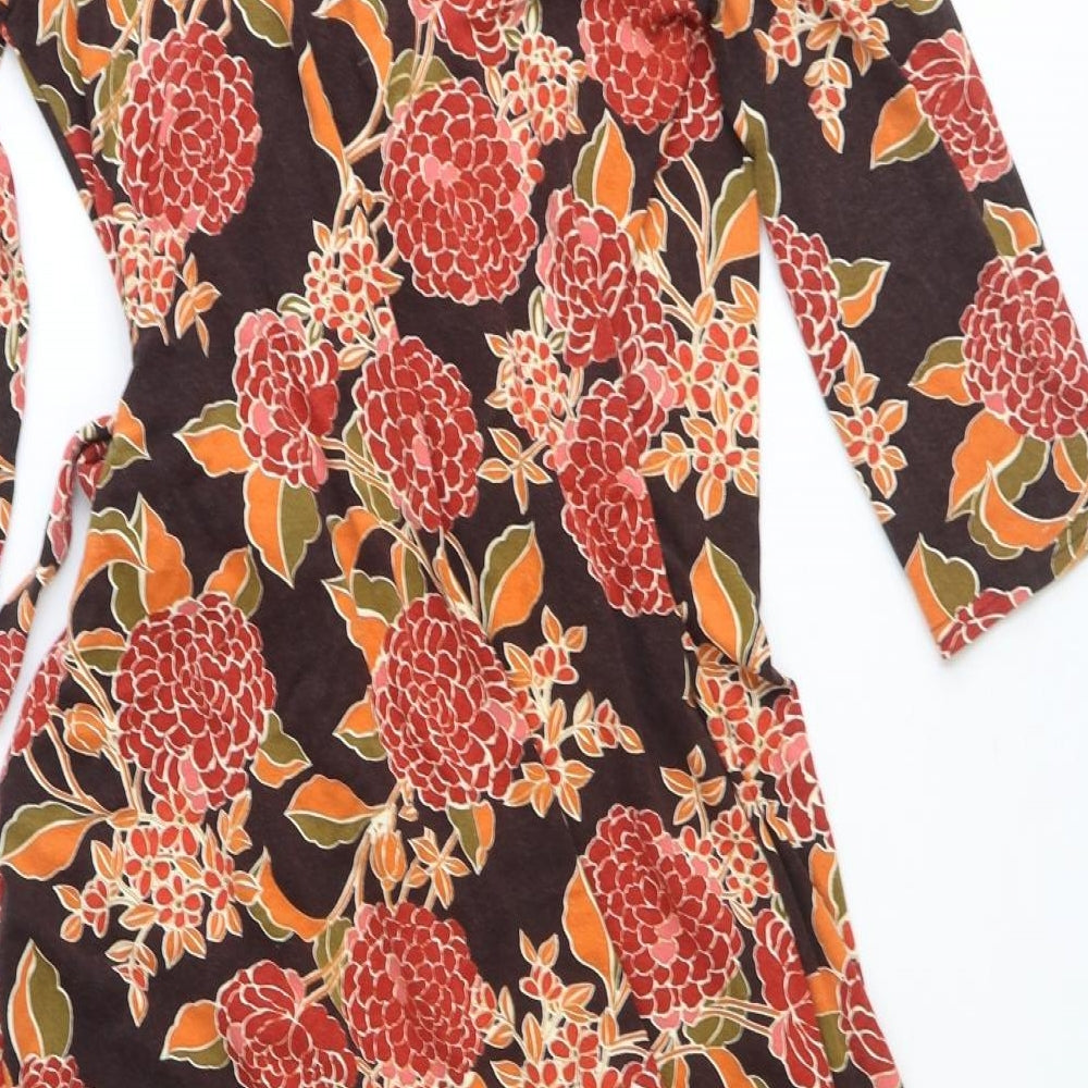 Kaliko Womens Blue Floral Polyester Wrap Dress Size 12 V-Neck Tie