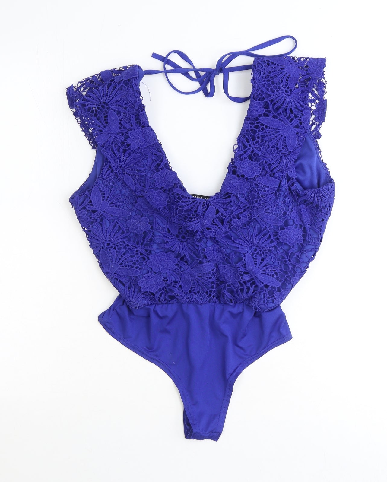 Girl in Mind Womens Blue Polyester Bodysuit One-Piece Size 10 Snap - Crocheted Lace Detail