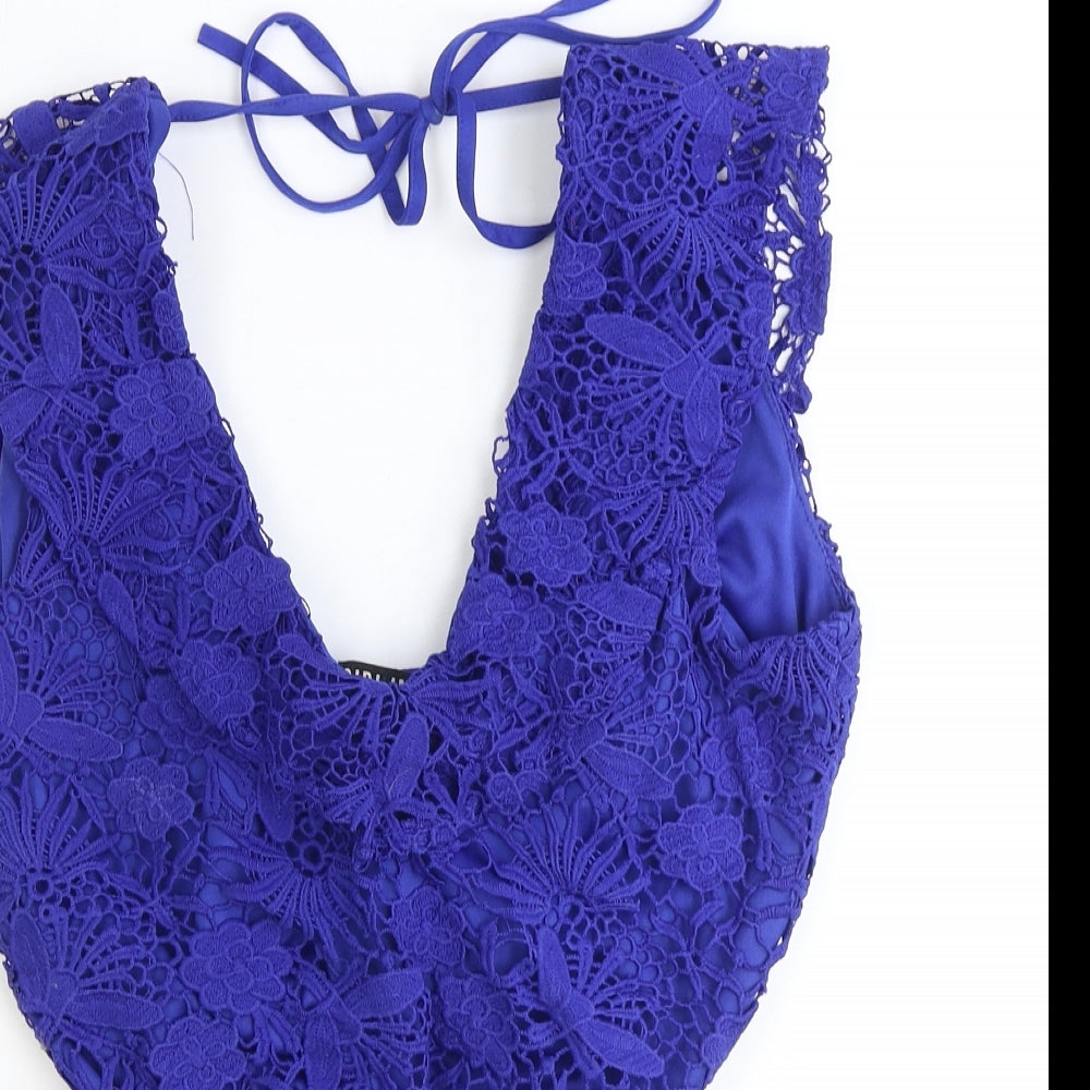 Girl in Mind Womens Blue Polyester Bodysuit One-Piece Size 10 Snap - Crocheted Lace Detail