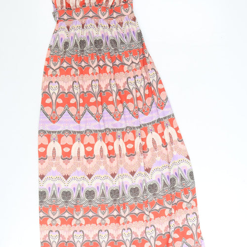 Miss Selfridge Womens Red Geometric Polyester Maxi Size 8 Off the Shoulder Pullover