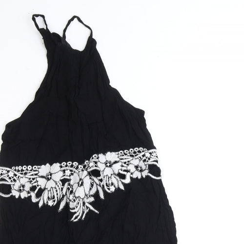 Boohoo Womens Black Viscose Mini Size 10 Round Neck Zip