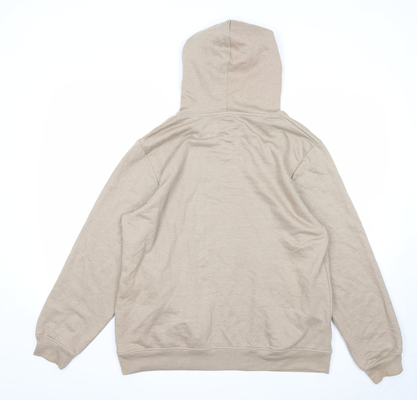 Preworn Mens Beige Cotton Pullover Hoodie Size L