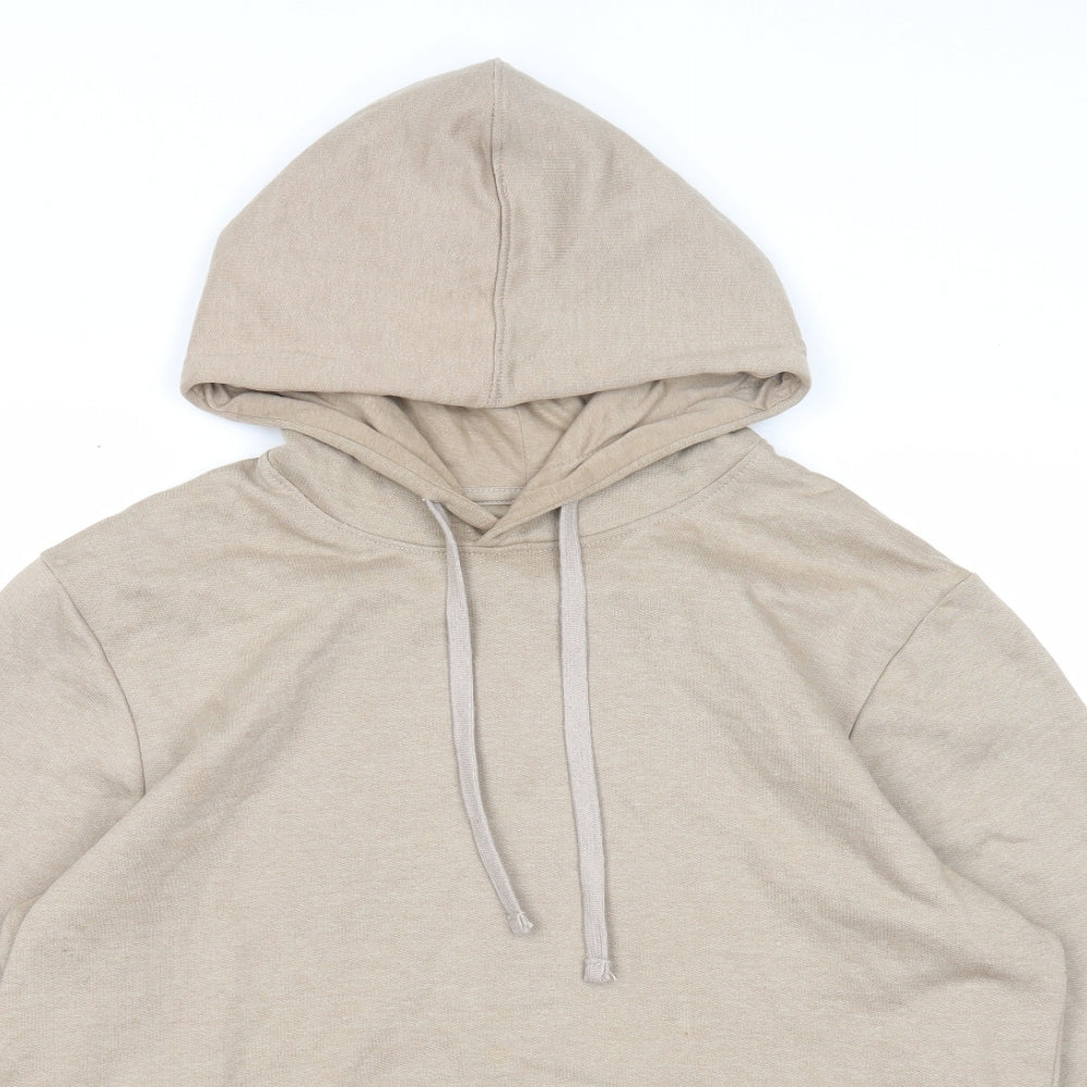 Preworn Mens Beige Cotton Pullover Hoodie Size L