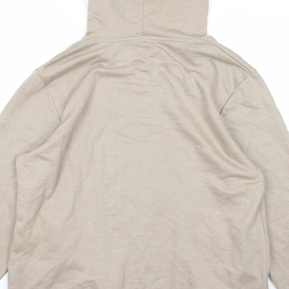 Preworn Mens Beige Cotton Pullover Hoodie Size L