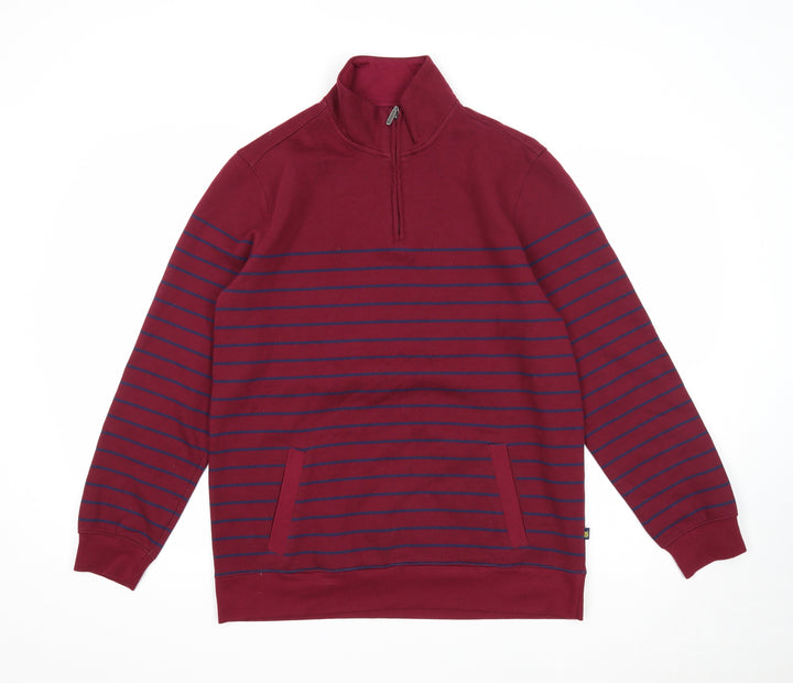 Club Room Mens Red Striped Cotton Pullover Sweatshirt Size L