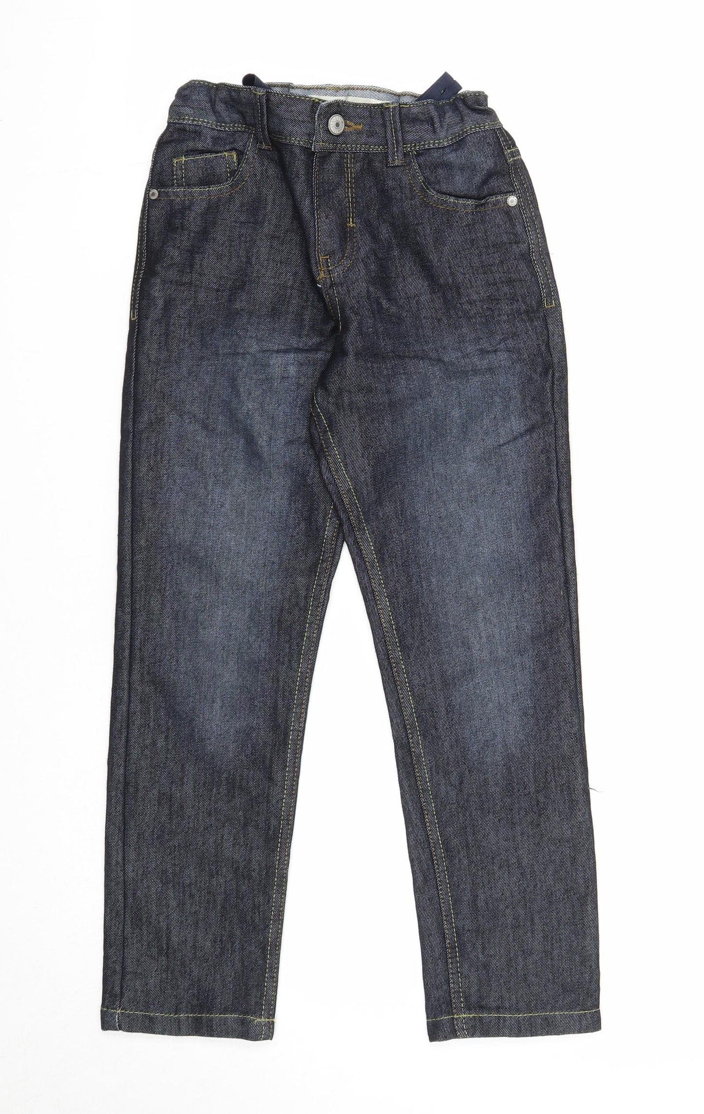 Denim & Co. Boys Blue Cotton Straight Jeans Size 8-9 Years Slim Zip