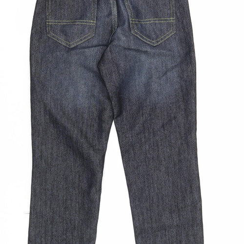 Denim & Co. Boys Blue Cotton Straight Jeans Size 8-9 Years Slim Zip