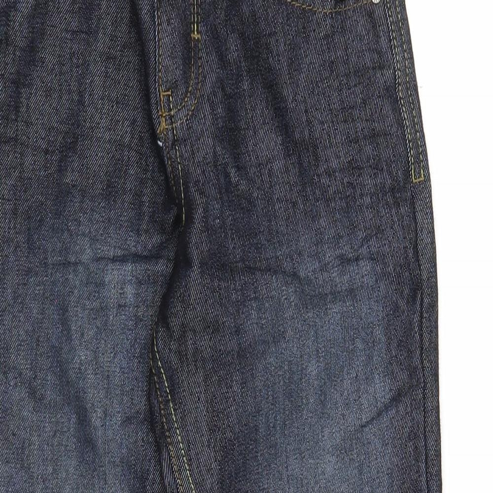Denim & Co. Boys Blue Cotton Straight Jeans Size 8-9 Years Slim Zip