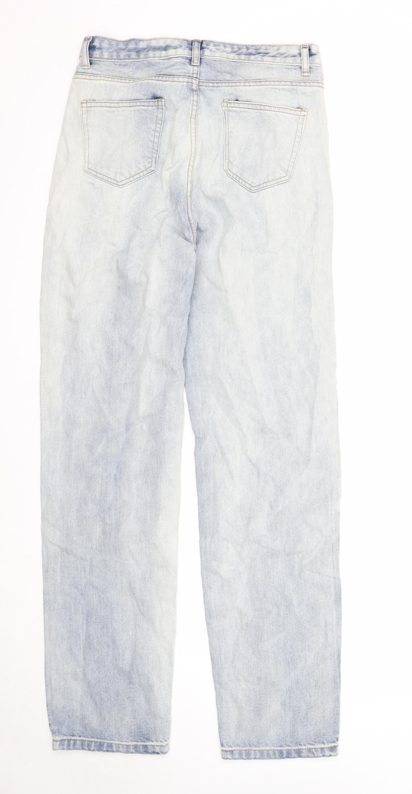 Femme Luxe Womens Blue Cotton Straight Jeans Size 12 Regular Zip