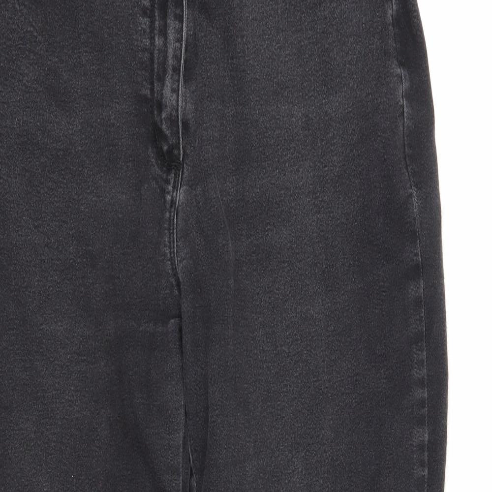 Preworn Womens Black Cotton Straight Jeans Size 12 Regular Zip