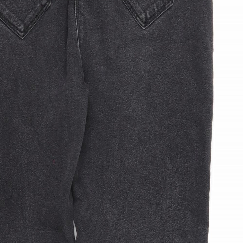 Preworn Womens Black Cotton Straight Jeans Size 12 Regular Zip