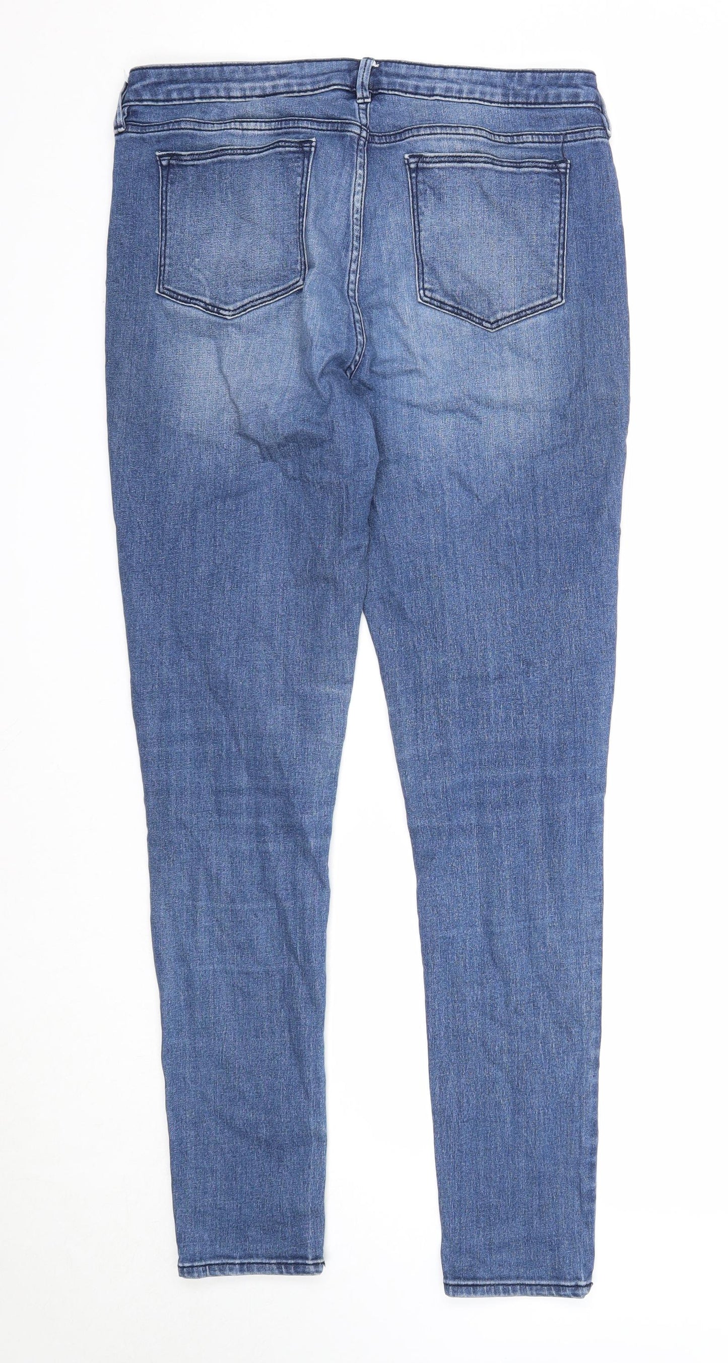 F&F Womens Blue Cotton Skinny Jeans Size 14 Regular Zip