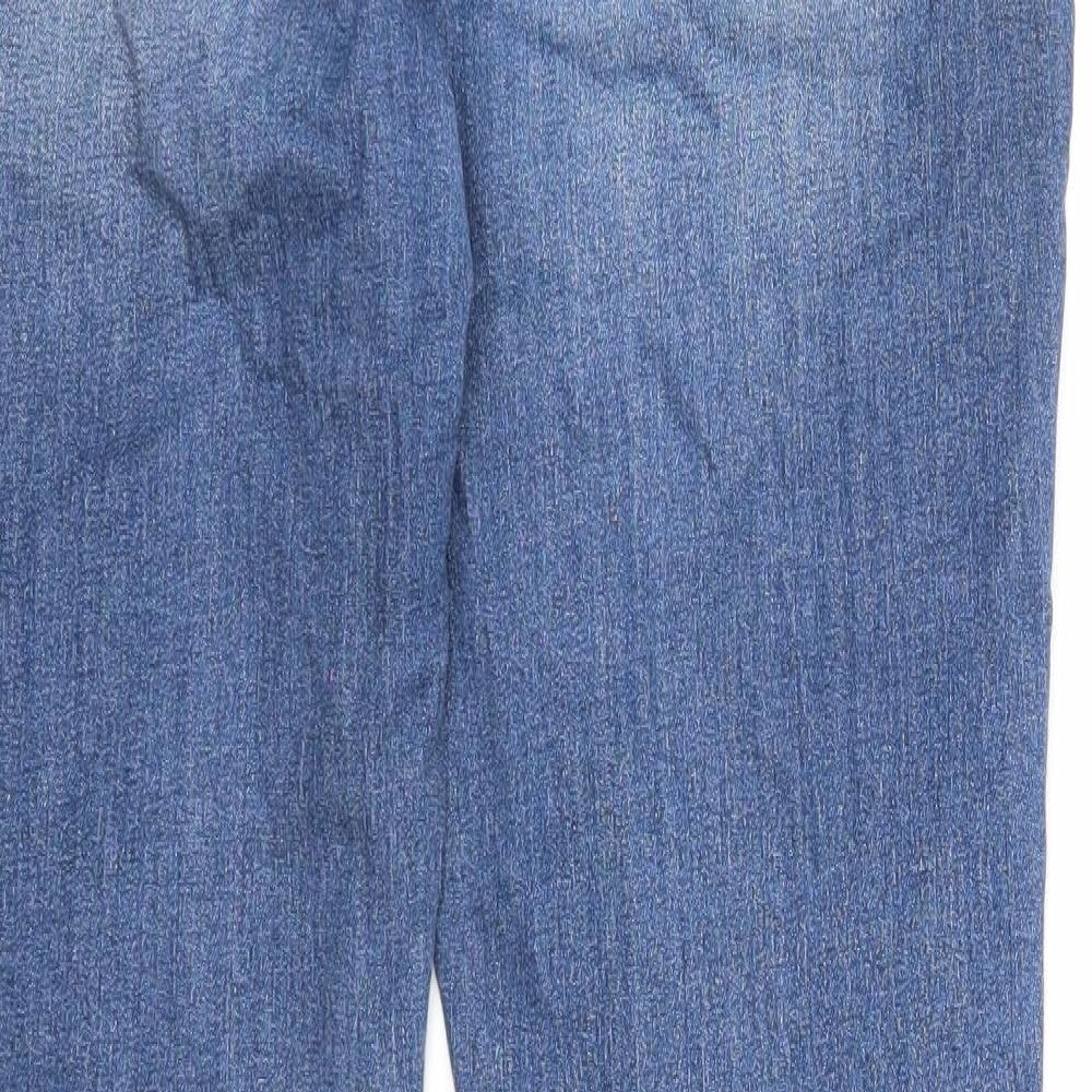 F&F Womens Blue Cotton Skinny Jeans Size 14 Regular Zip