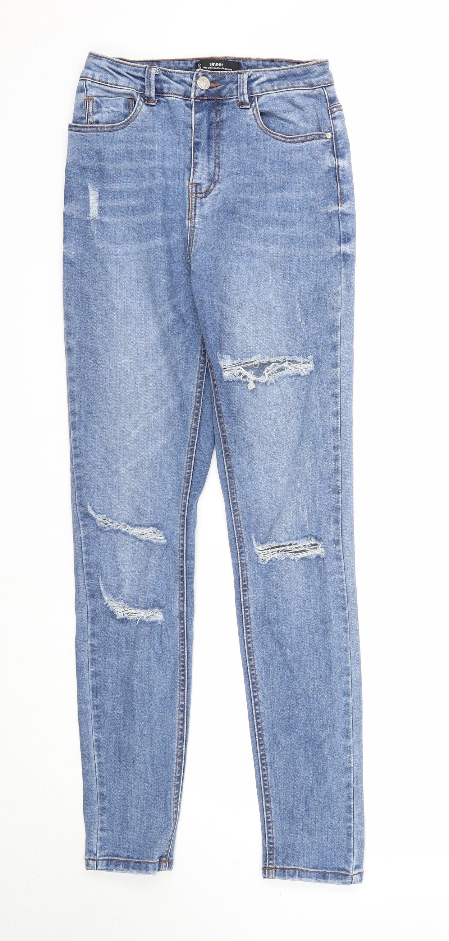 Missguided Womens Blue Cotton Skinny Jeans Size 6 Regular Zip