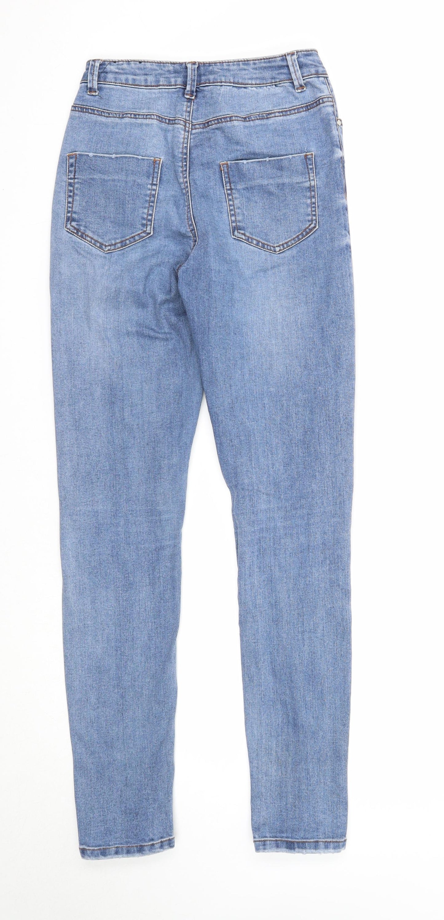 Missguided Womens Blue Cotton Skinny Jeans Size 6 Regular Zip