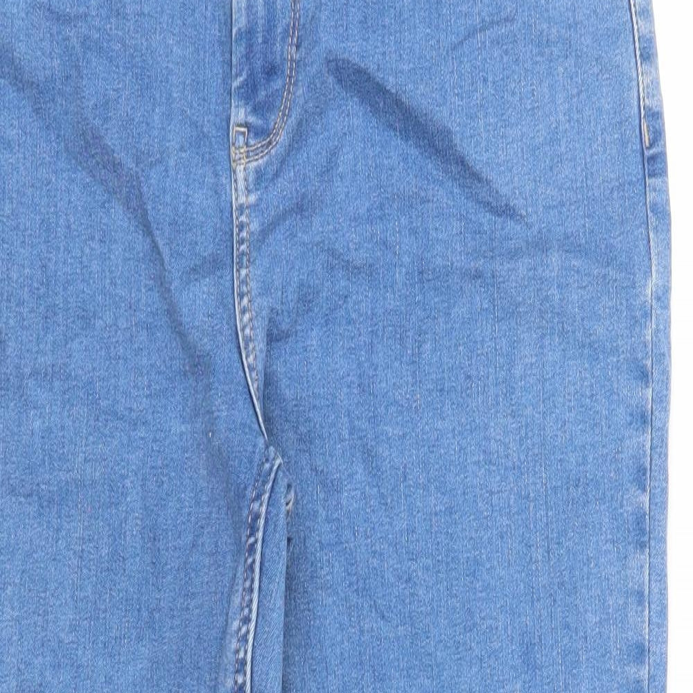 Marks and Spencer Womens Blue Cotton Cropped Jeans Size 12 Regular Zip