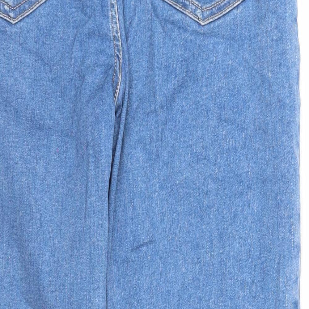 Marks and Spencer Womens Blue Cotton Cropped Jeans Size 12 Regular Zip
