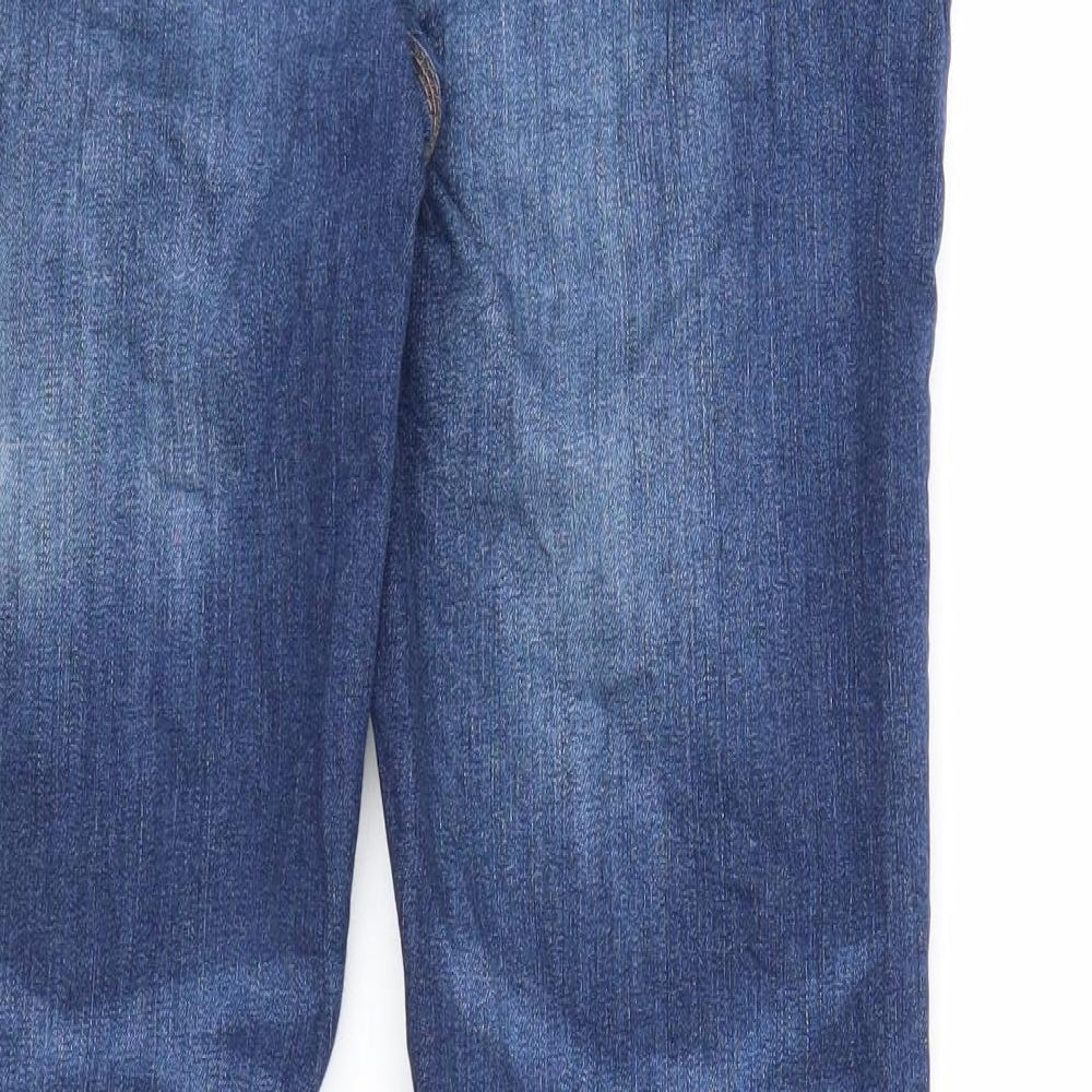 River Island Mens Blue Cotton Straight Jeans Size 30 in L30 in Regular Zip