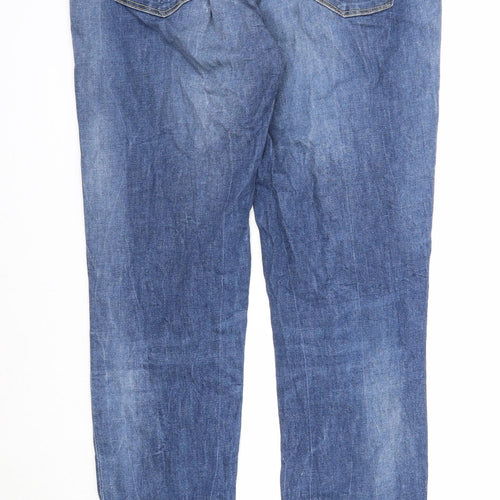 Marks and Spencer Womens Blue Cotton Straight Jeans Size 14 Regular Zip