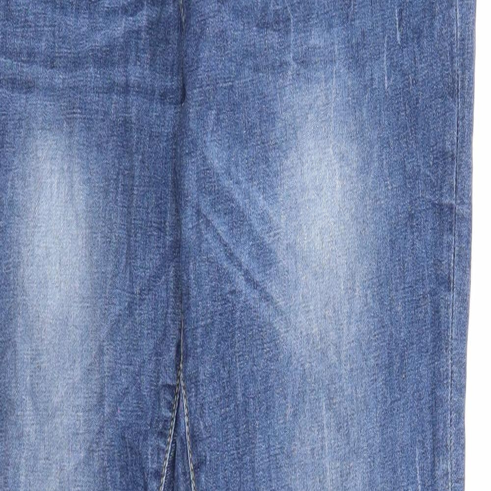 Marks and Spencer Womens Blue Cotton Straight Jeans Size 14 Regular Zip