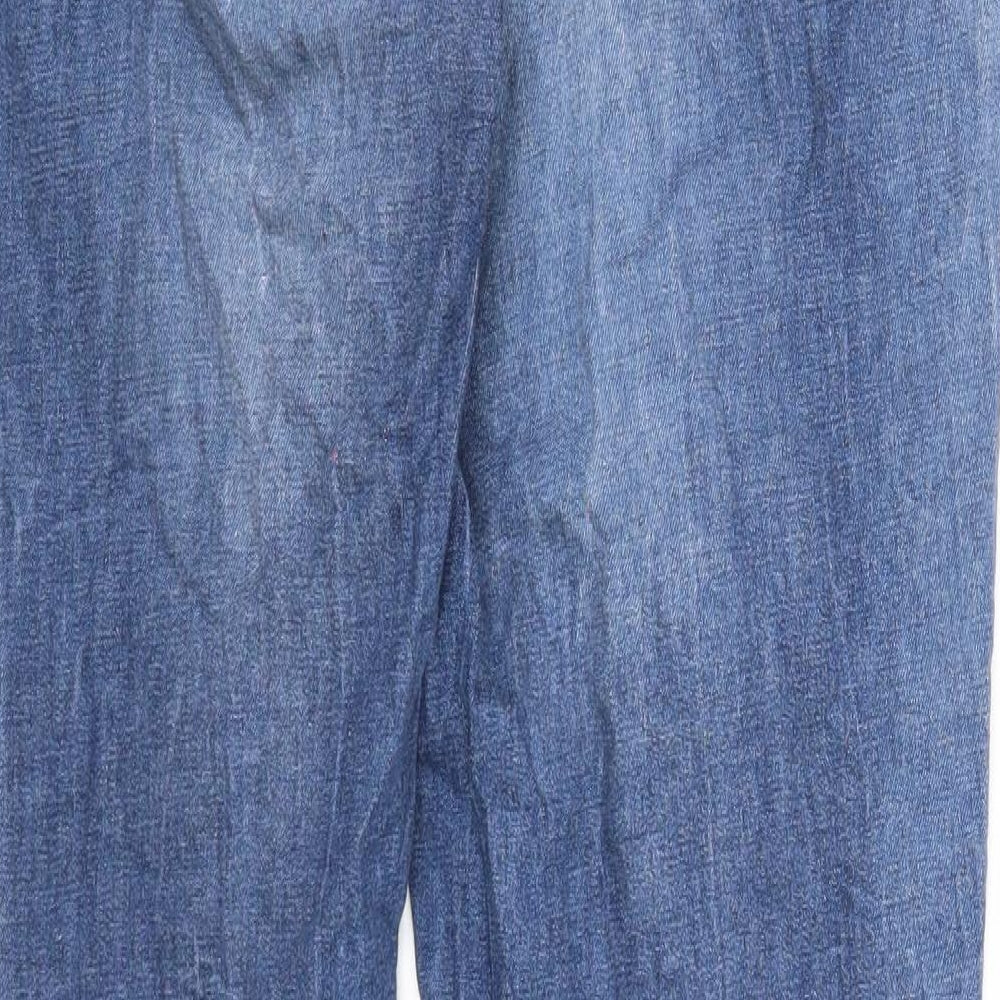 Marks and Spencer Womens Blue Cotton Straight Jeans Size 14 Regular Zip