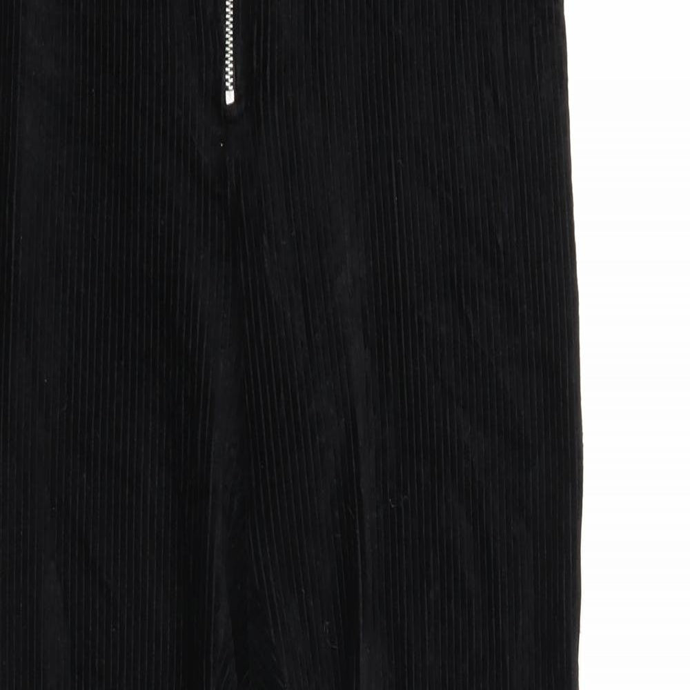 Topshop Womens Black Cotton Trousers Size 10 Regular Zip