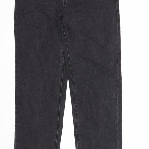 Redial Womens Black Cotton Straight Jeans Size 10 Regular Zip - Side Slit